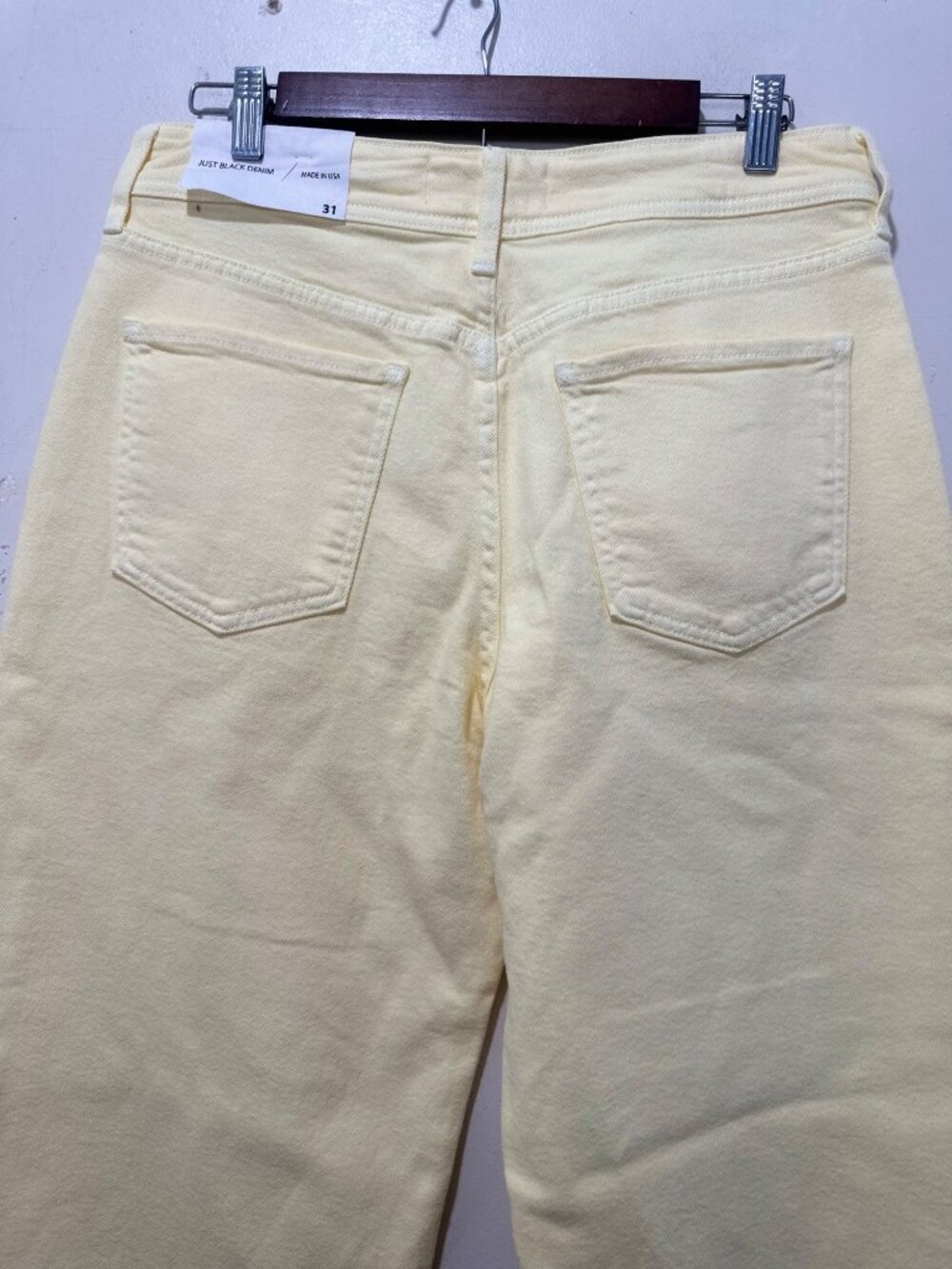 Just Black Denim Utility Wide Leg Jeans Womens 31 Pastel Yellow High Rise USA - Picture 12 of 15